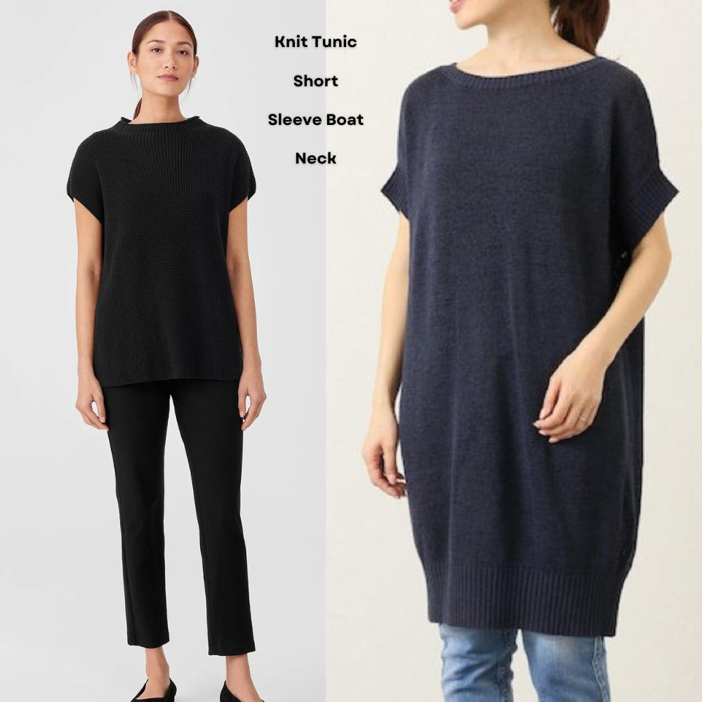 Atasan Tunic Wanita Lengan Pendek (UNQ379 KNIT TUNIC TOP)
