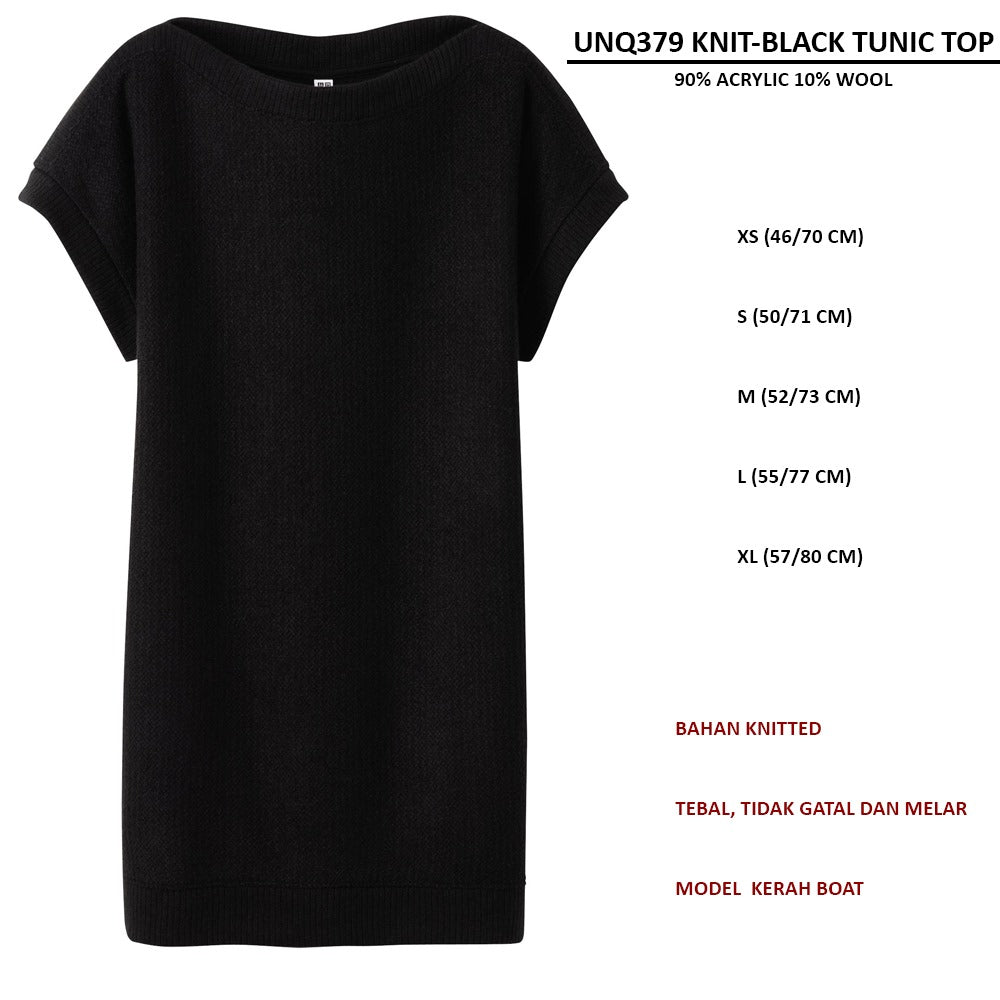 Atasan Tunic Wanita Lengan Pendek (UNQ379 KNIT TUNIC TOP)