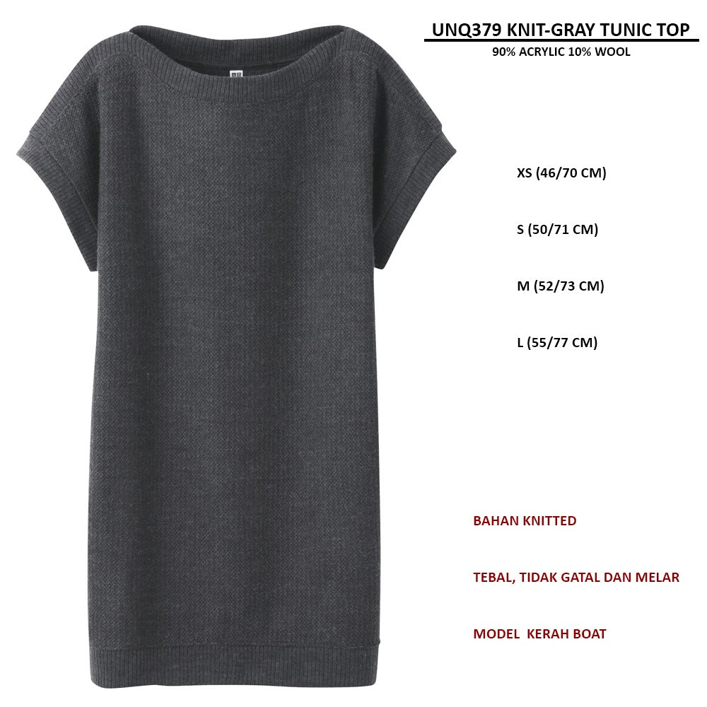 Atasan Tunic Wanita Lengan Pendek (UNQ379 KNIT TUNIC TOP)