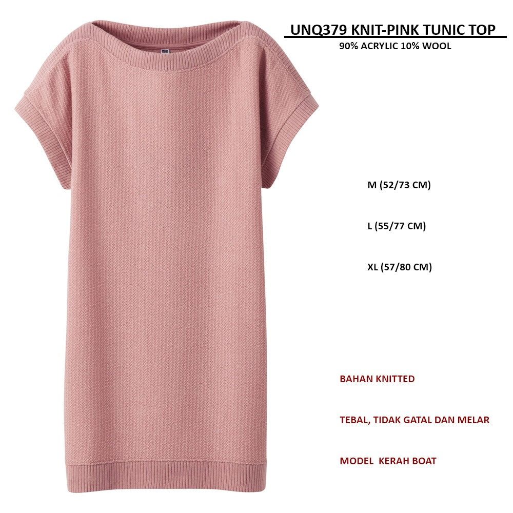 Atasan Tunic Wanita Lengan Pendek (UNQ379 KNIT TUNIC TOP)
