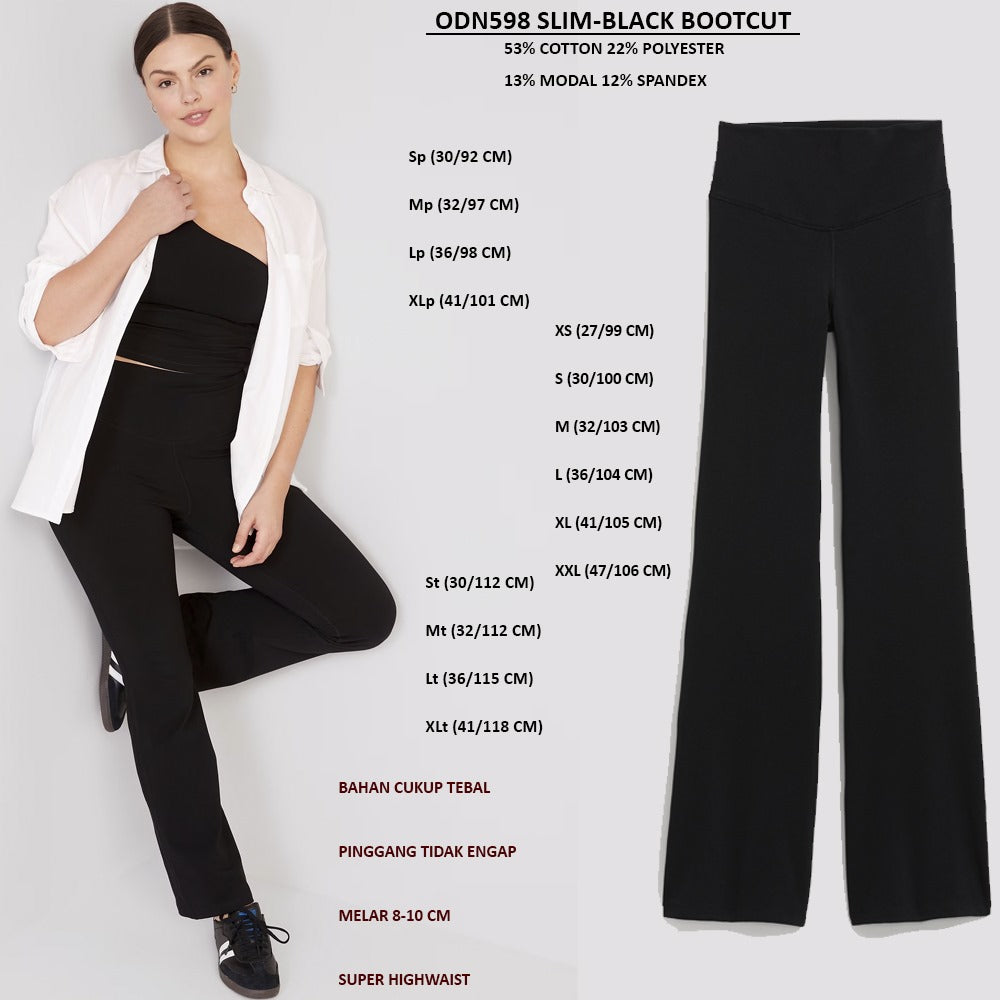 Celana Panjang Legging Wanita Highwaist (ODN598 SLIM BOOTCUT)