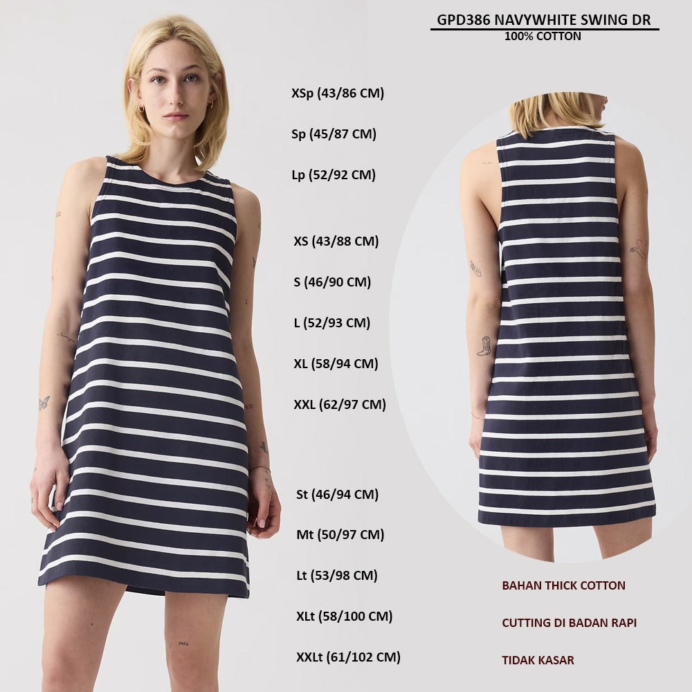 Dress Mini Wanita Tanpa Lengan Thick Cotton (GPD386 SWING DRESS)