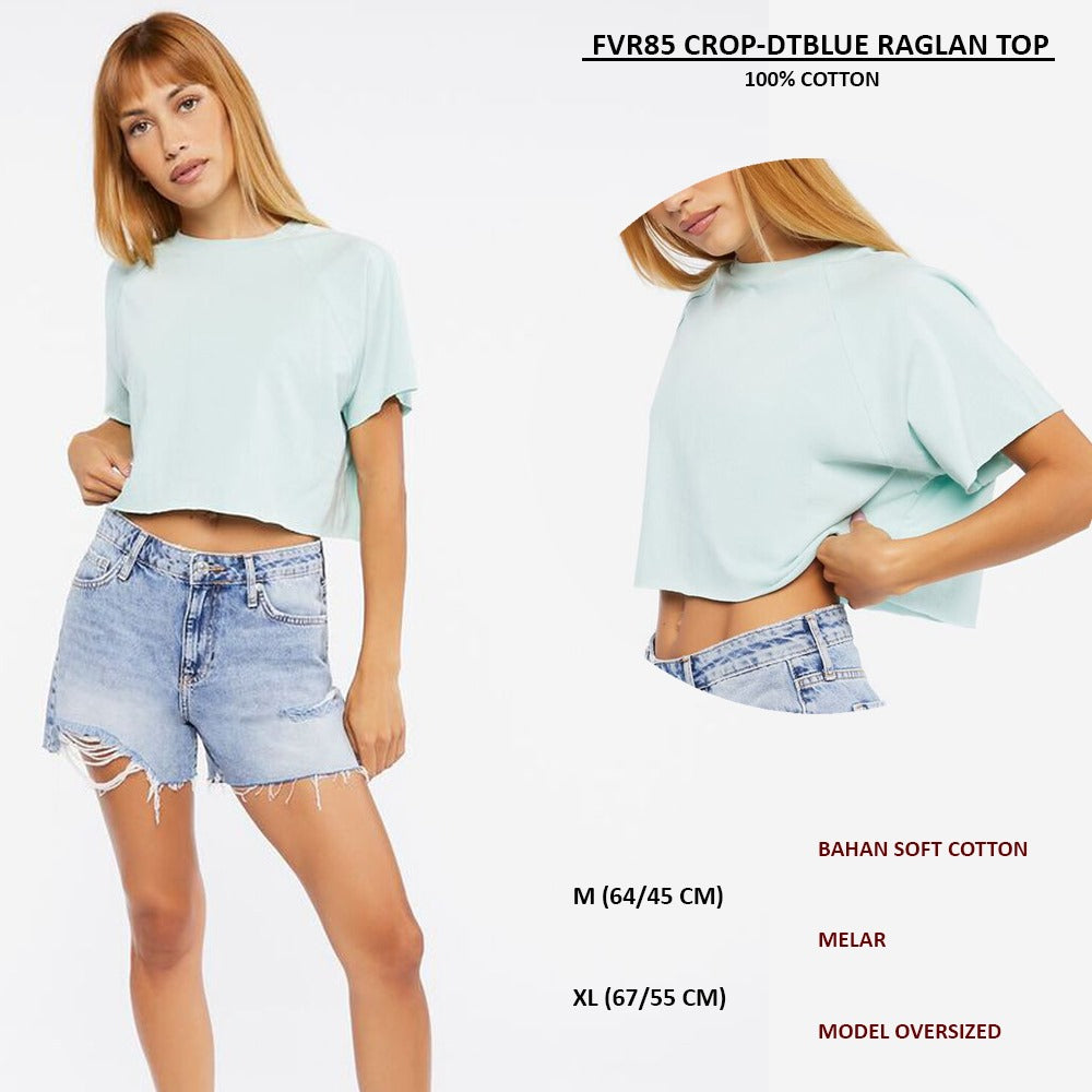 Atasan Kaos Crop Wanita Lengan Pendek (FVR85 RAGLAN TOP)