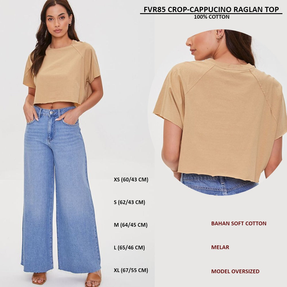Atasan Kaos Crop Wanita Lengan Pendek (FVR85 RAGLAN TOP)