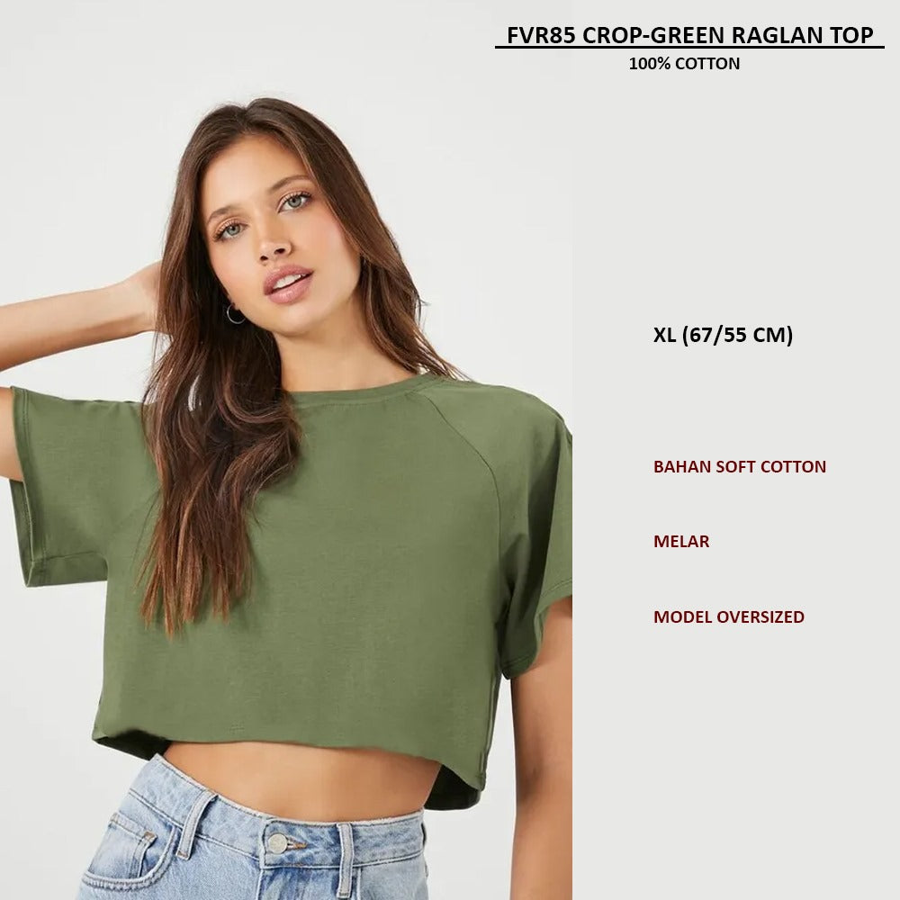 Atasan Kaos Crop Wanita Lengan Pendek (FVR85 RAGLAN TOP)