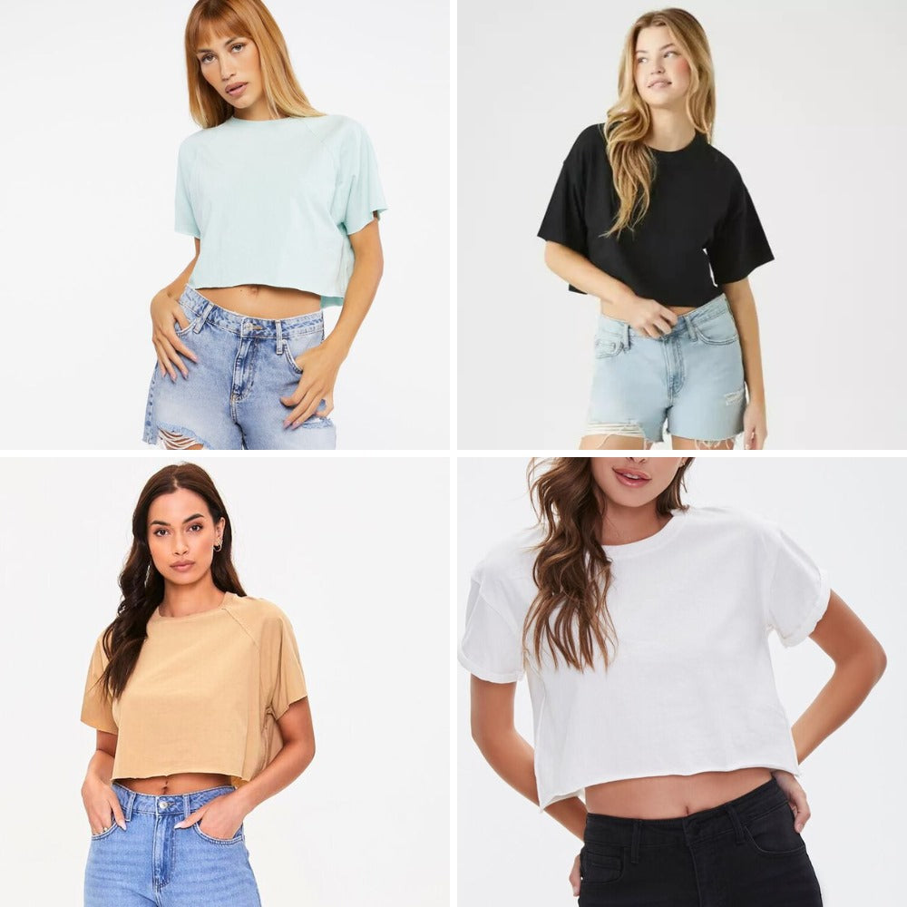 Atasan Kaos Crop Wanita Lengan Pendek (FVR85 RAGLAN TOP)