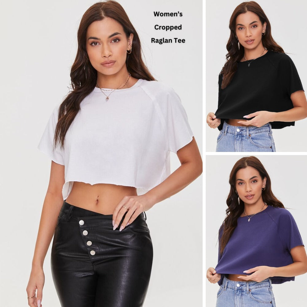 Atasan Kaos Crop Wanita Lengan Pendek (FVR85 RAGLAN TOP)