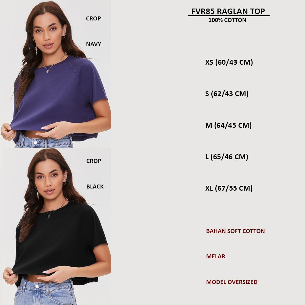 Atasan Kaos Crop Wanita Lengan Pendek (FVR85 RAGLAN TOP)