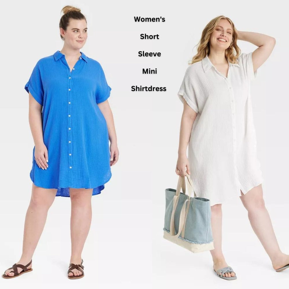 Dress Midi Wanita Lengan Pendek Soft Cotton (UNT21 CAMP SHIRT DR)