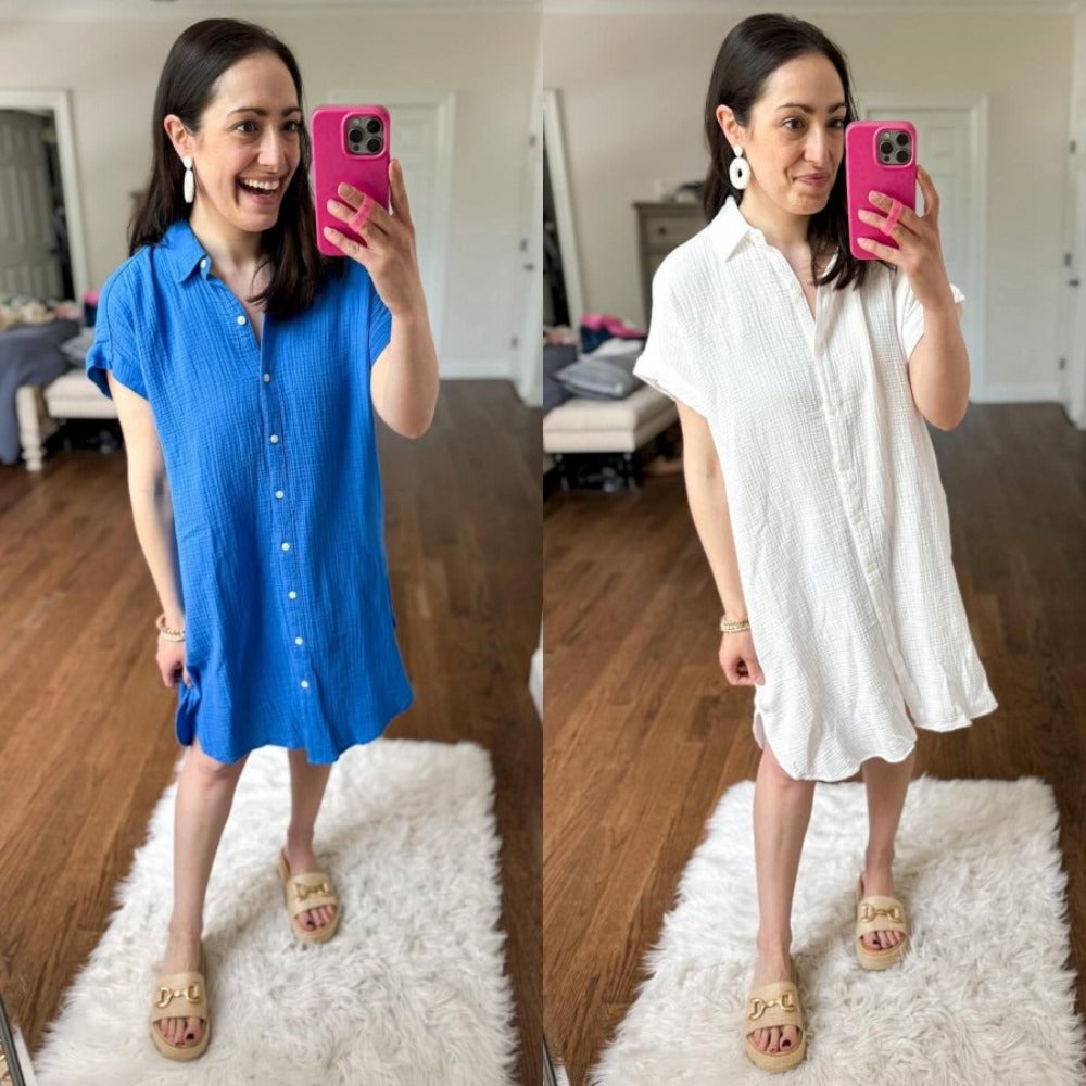 Dress Midi Wanita Lengan Pendek Soft Cotton (UNT21 CAMP SHIRT DR)