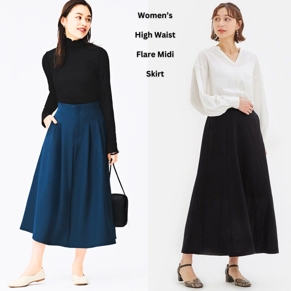 Rok Midi Flare Wanita Highwaist (UNQ383 HWAIST FLARE MIDI)