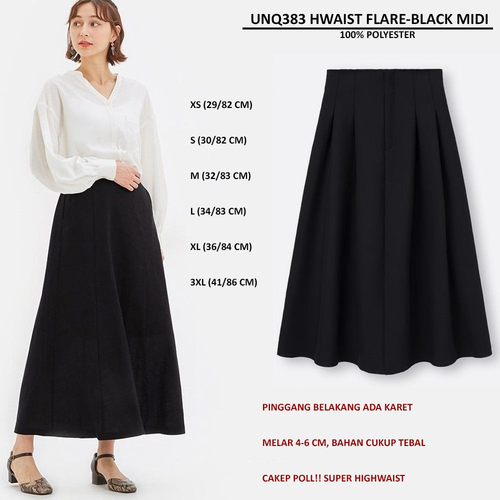 Rok Midi Flare Wanita Highwaist (UNQ383 HWAIST FLARE MIDI)