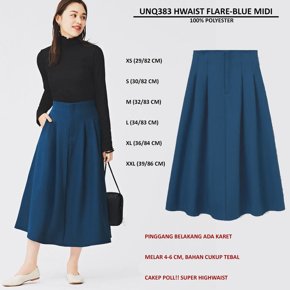 Rok Midi Flare Wanita Highwaist (UNQ383 HWAIST FLARE MIDI)