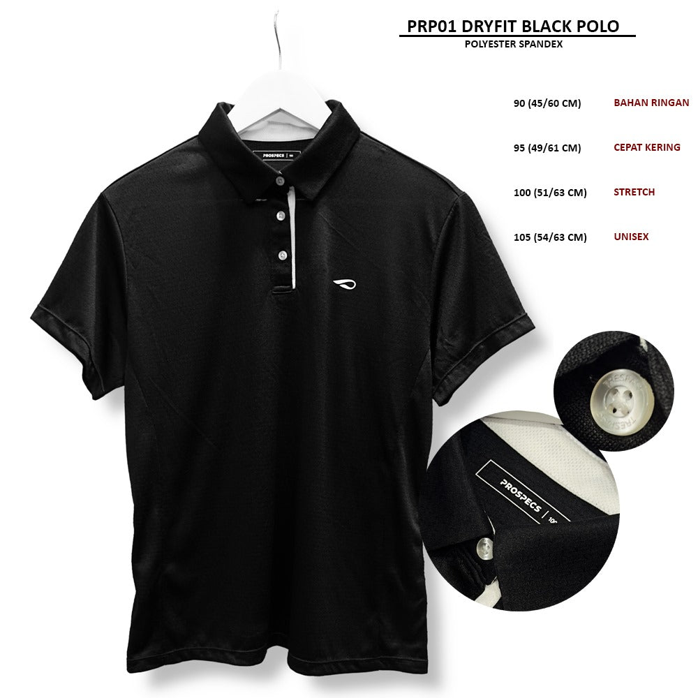 Atasan Polo Wanita Lengan Pendek (PRP01 DRYFIT BLACK POLO)