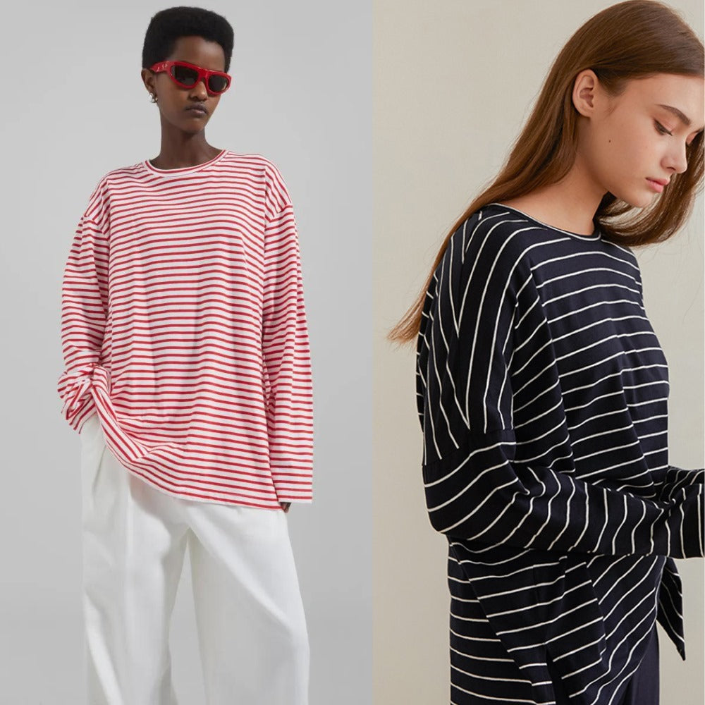 Atasan Kaos Wanita Oversized Lengan Panjang (MCM05 OVERFIT LINEN TEE)