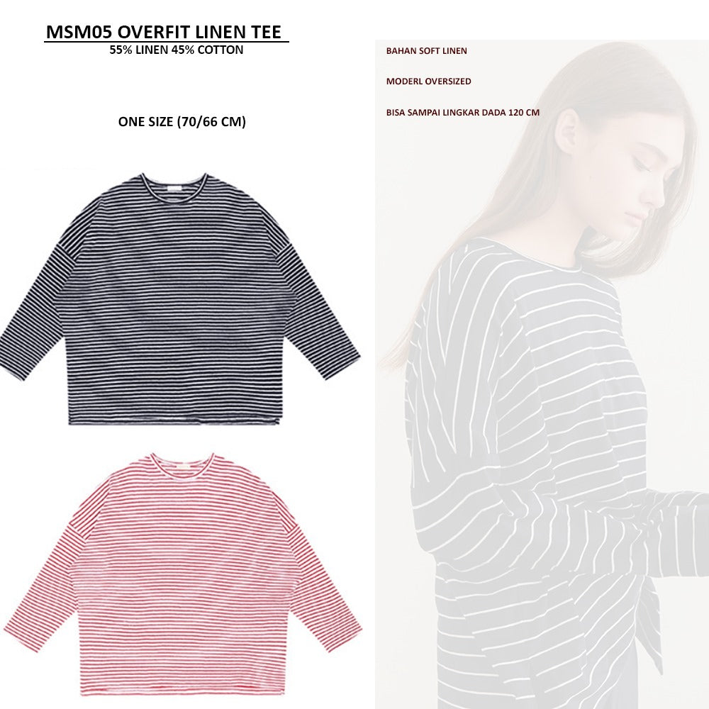 Atasan Kaos Wanita Oversized Lengan Panjang (MCM05 OVERFIT LINEN TEE)