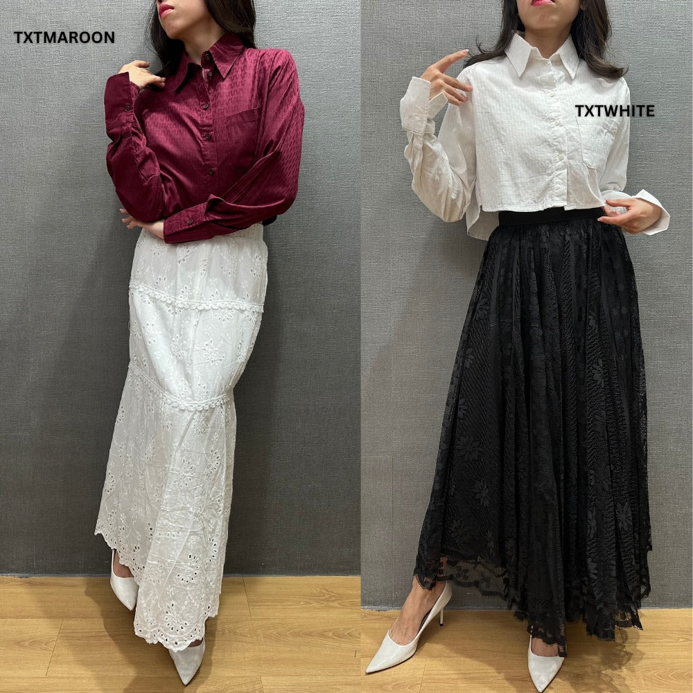 Kemeja Crop Wanita Lengan Panjang (HMS526 CROP SHIRT)