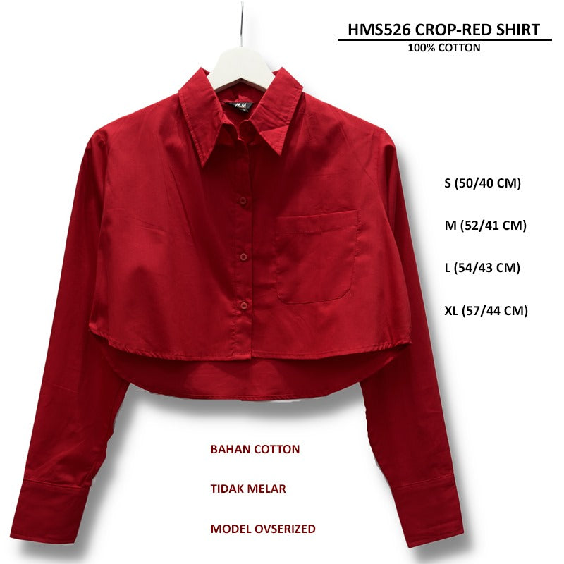 Kemeja Crop Wanita Lengan Panjang (HMS526 CROP SHIRT)