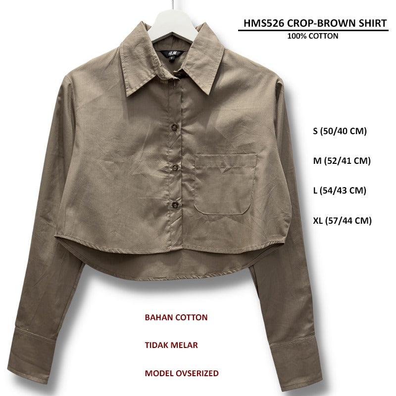 Kemeja Crop Wanita Lengan Panjang (HMS526 CROP SHIRT)