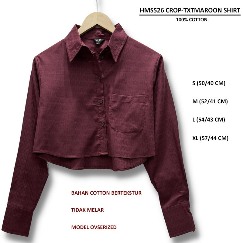 Kemeja Crop Wanita Lengan Panjang (HMS526 CROP SHIRT)
