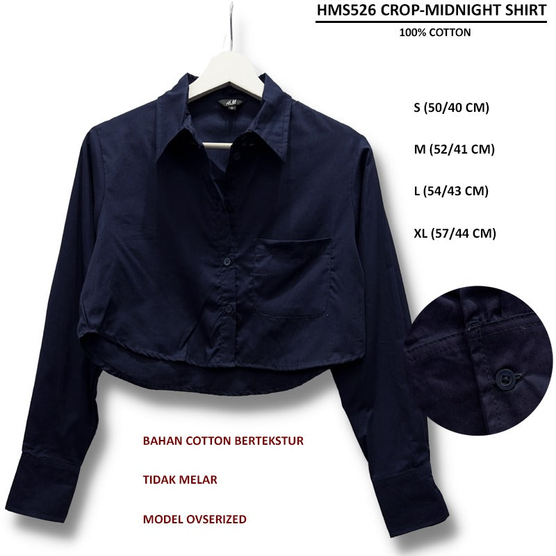 Kemeja Crop Wanita Lengan Panjang (HMS526 CROP SHIRT)