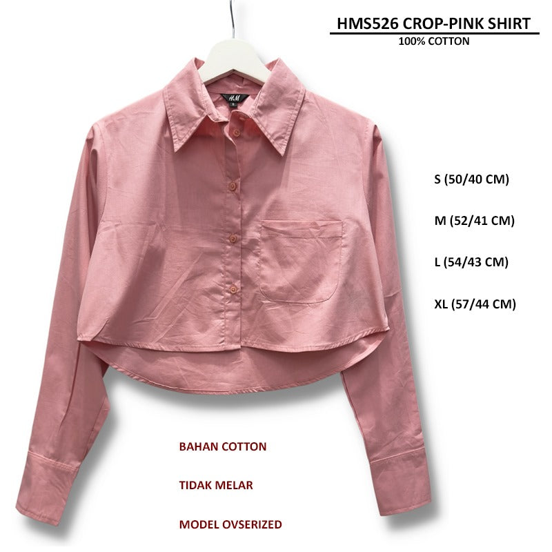 Kemeja Crop Wanita Lengan Panjang (HMS526 CROP SHIRT)