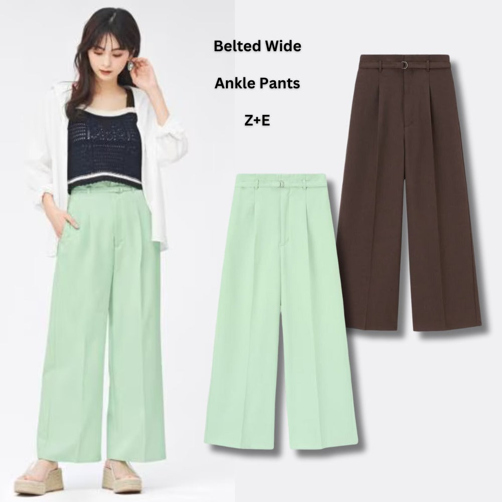 Celana Panjang Kulot Wanita (UNQ386 BELT-MINT WIDE ANKLE)