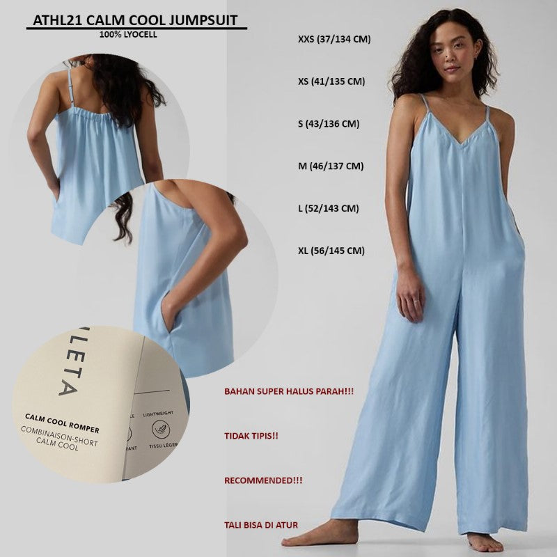 Jumpsuit Wanita Tanpa Lengan Kerah V (ATHL21 CALM COOL JUMPSUIT)