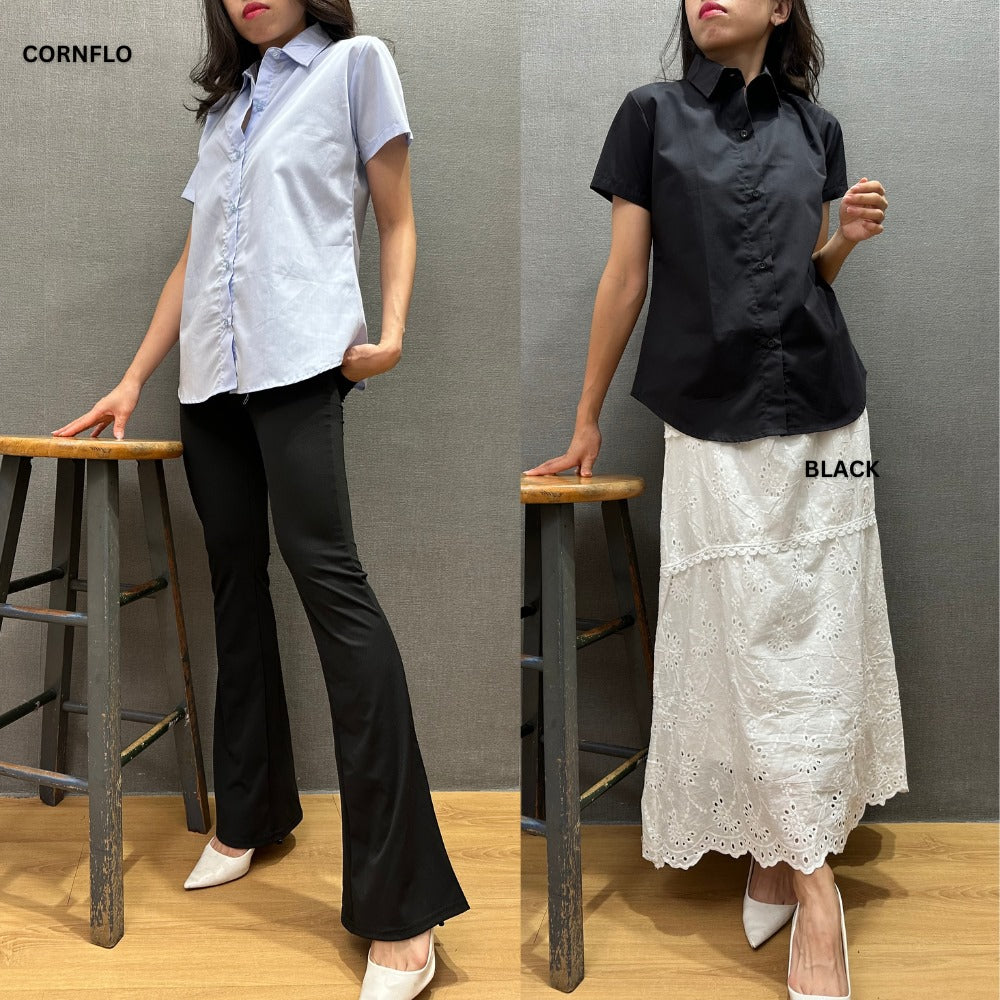 Kemeja Kasual Wanita Lengan Pendek (HMS527 SSL BUTTON SHIRT)