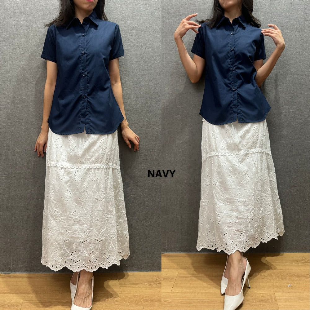 Kemeja Kasual Wanita Lengan Pendek (HMS527 SSL BUTTON SHIRT)