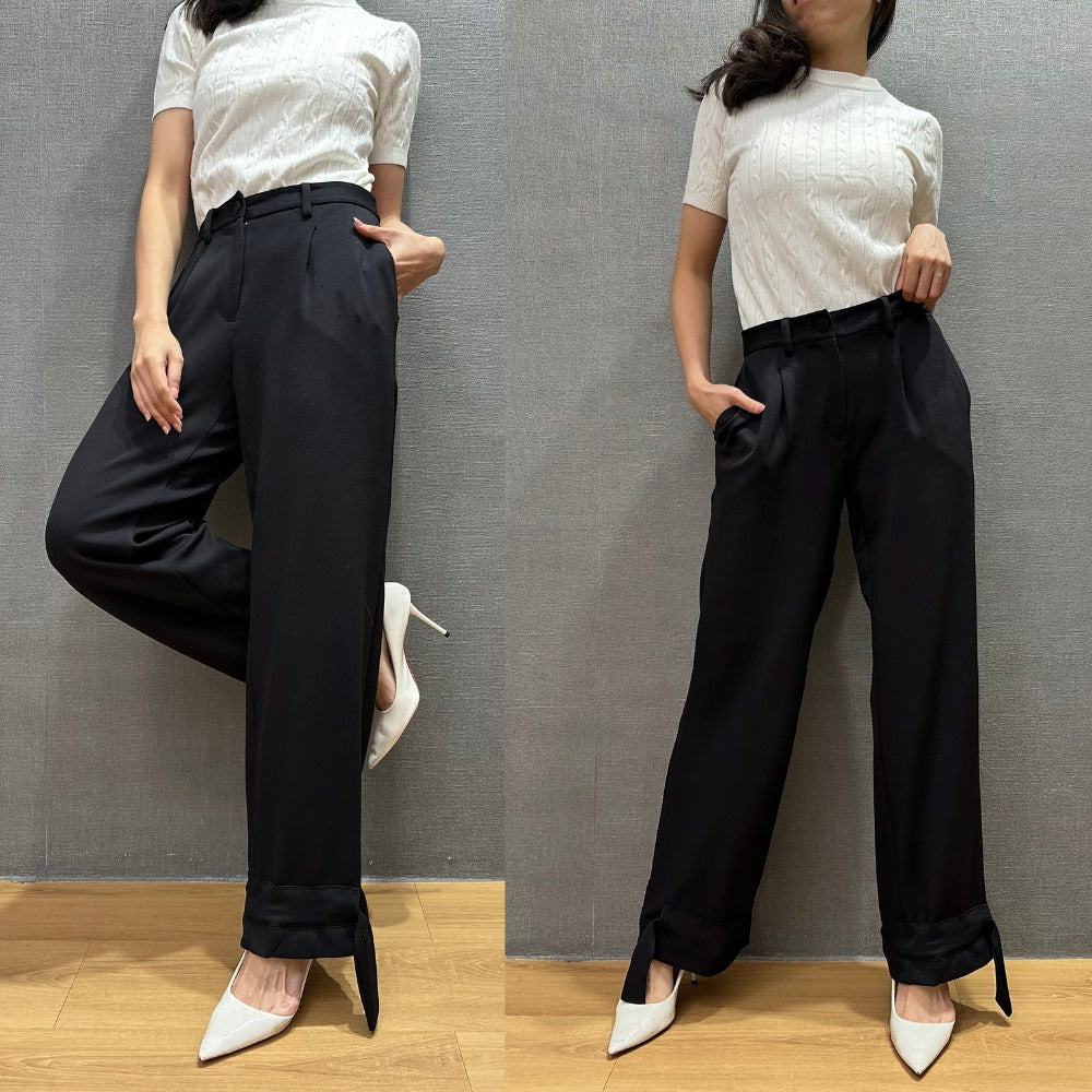 Celana Panjang Wanita Highrise (WORTH36 WIDE-BLACK STRETCH TR)