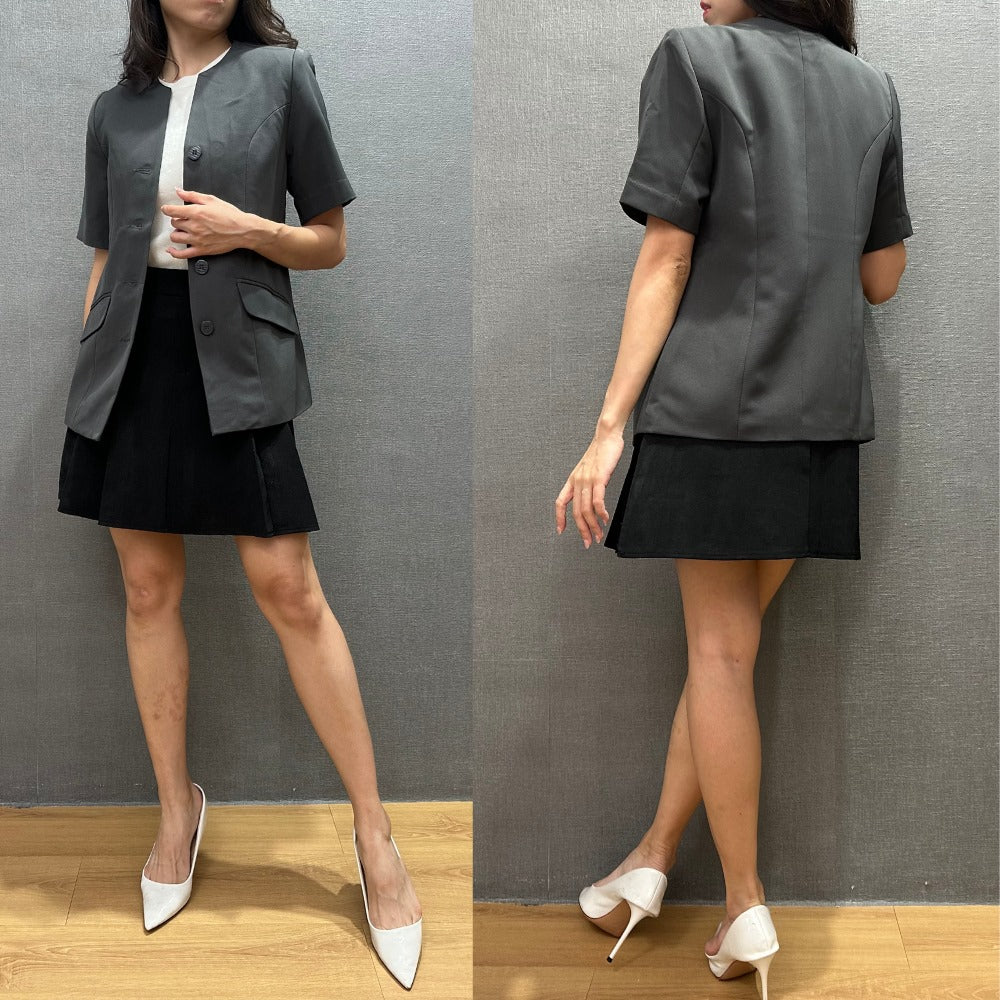 Blazer Wanita Lengan Pendek (KRN21 SFLYFRONT GRAY BLAZER)