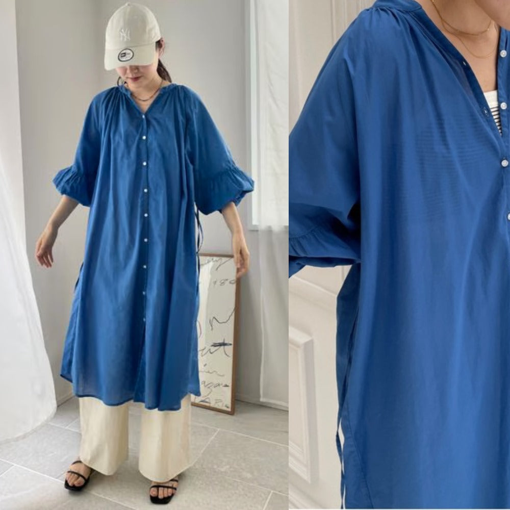 Dress Midi Wanita Lengan Panjang Soft Cotton (LWR01 VOILE VOLUME DRESS)