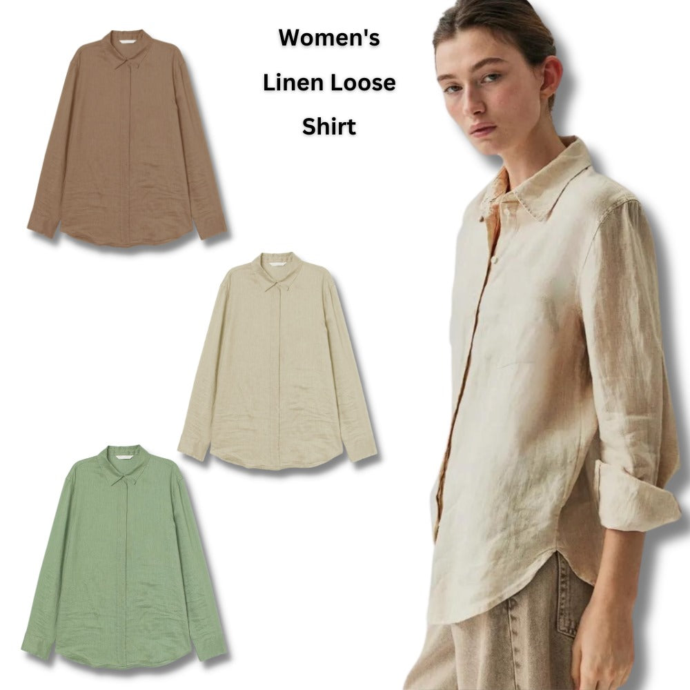 Atasan kemeja Wanita Lengan panjang (HMS495 LINEN SHIRT)