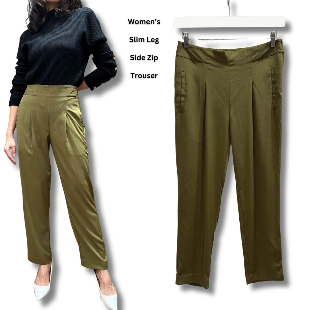 Celana Panjang Wanita Slimfit Highrise Stretch (WORTH38 SLIMLEG OLIVE PANTS)