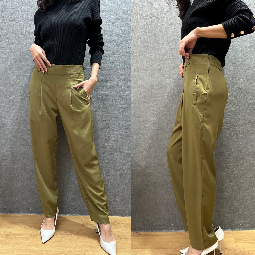Celana Panjang Wanita Slimfit Highrise Stretch (WORTH38 SLIMLEG OLIVE PANTS)