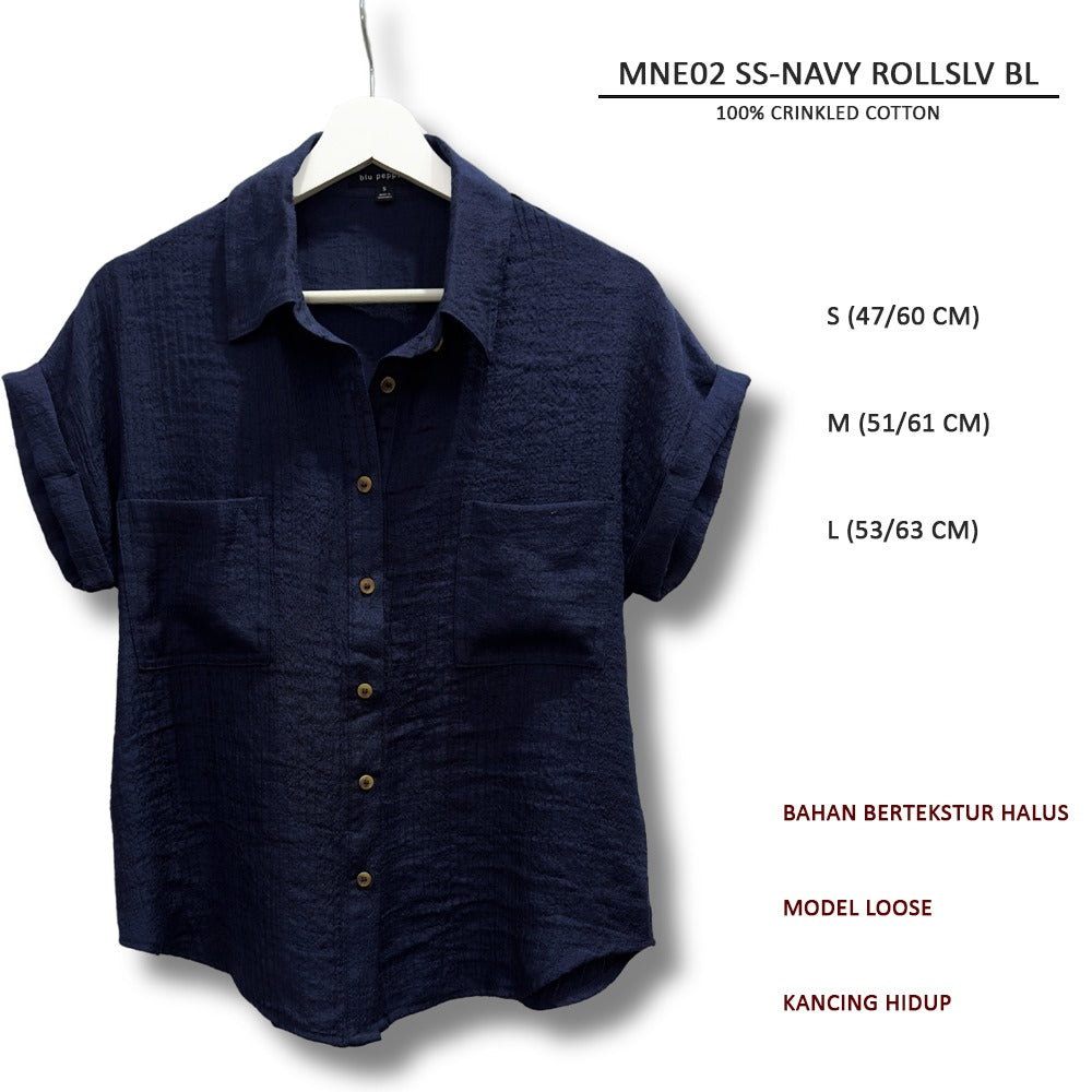 Atasan Blouse Wanita Lengan Pendek (MNE02 SS ROLLSLV BL)