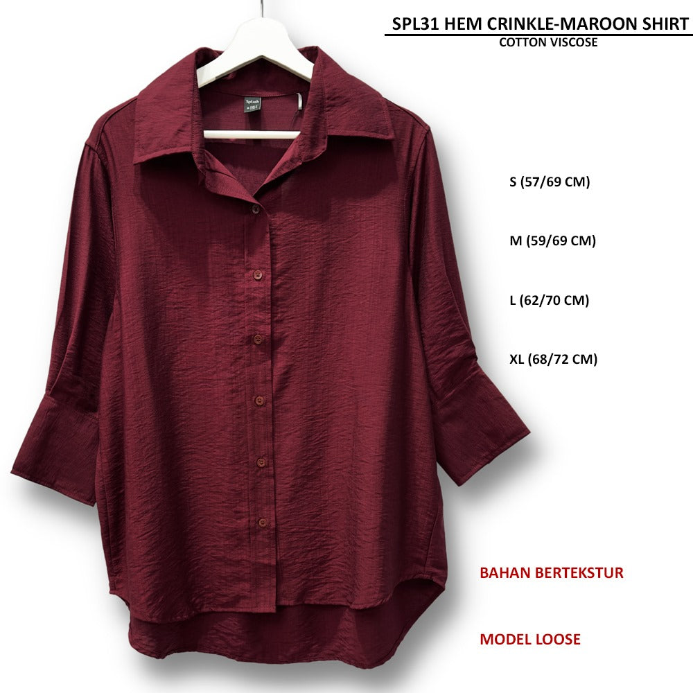 Atasan Kemeja Wanita Lengan Panjang (SPL31 HEM CRINKLE SHIRT)