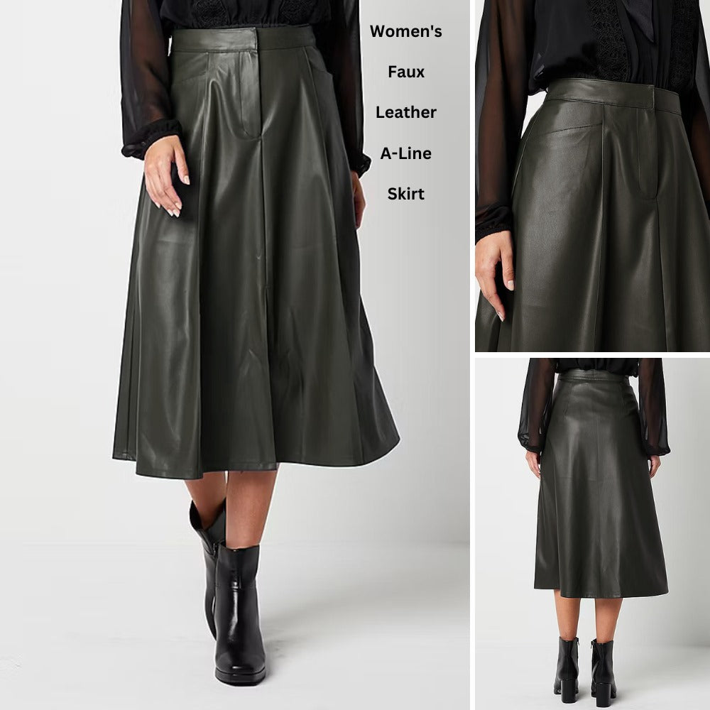 Rok Rampel Wanita Faux Leather (WORTH39 LEATHER RICHOLIVE SKIRT)