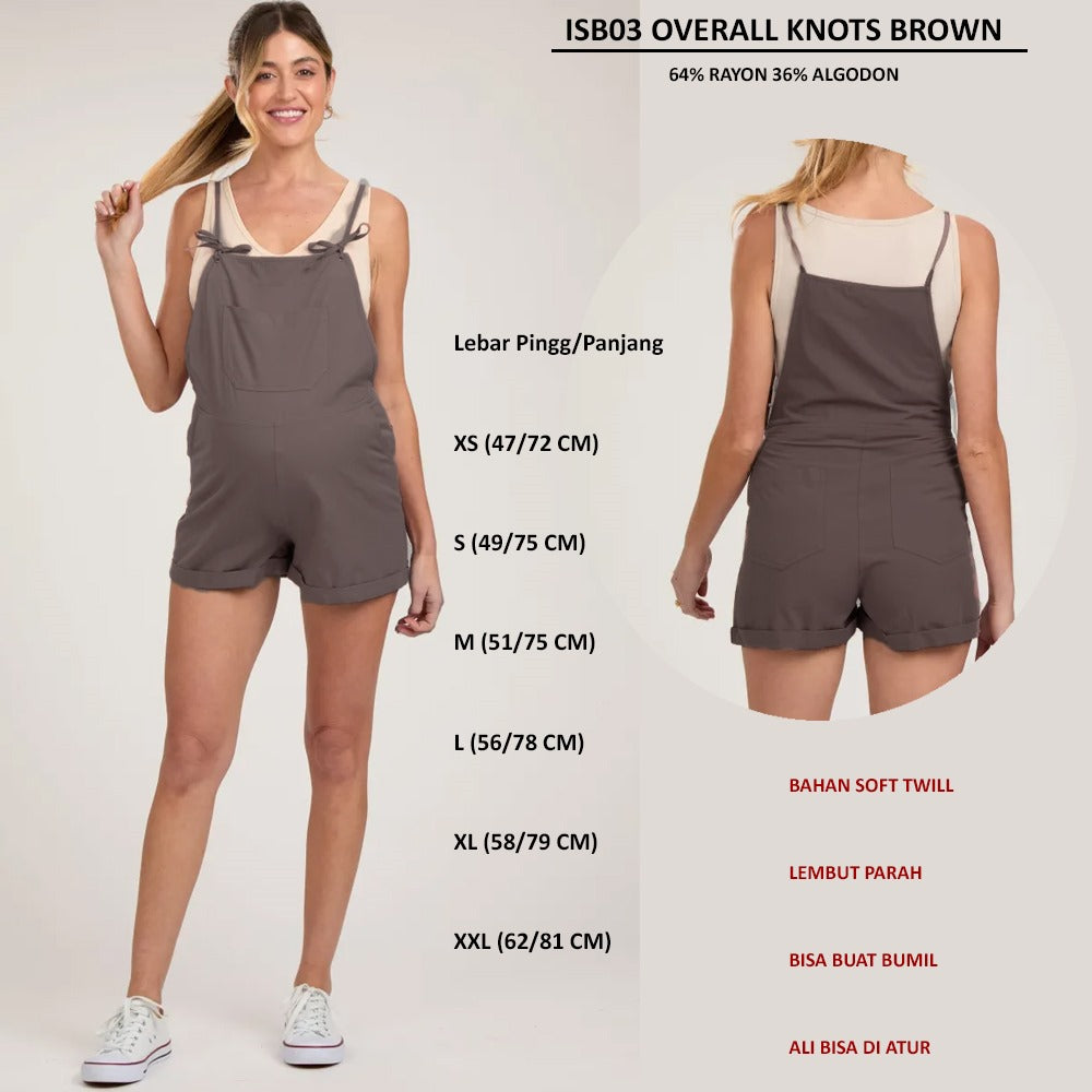 Jumpsuit Wanita Tanpa Lengan Soft Twill (ISB03 OVERALL KNOTS BROWN)