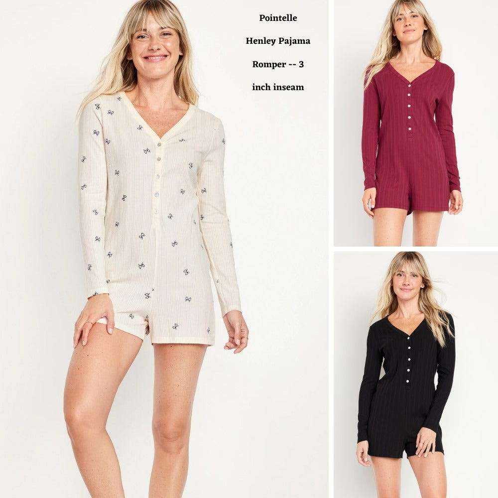 Jumpsuit Wanita Lengan Panjang (ODN605 POINTELLE HENLEY JUMP)