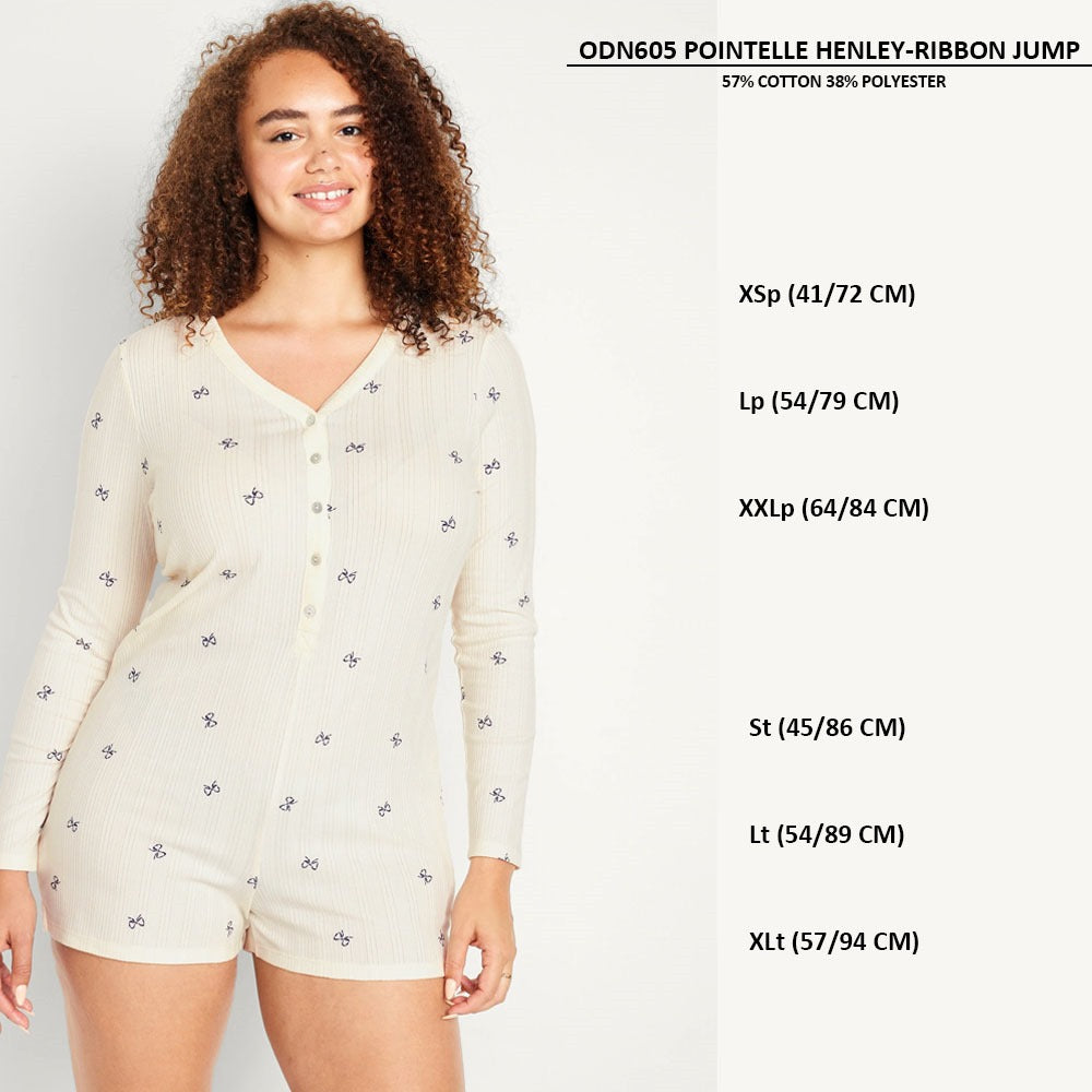 Jumpsuit Wanita Lengan Panjang (ODN605 POINTELLE HENLEY JUMP)