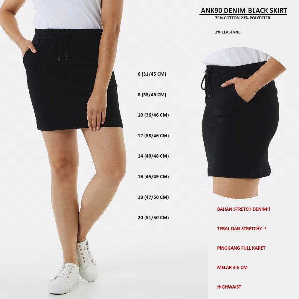 Rok Span Pendek Wanita Highwaist Stretch Denim (ANK90 DENIM SKIRT)
