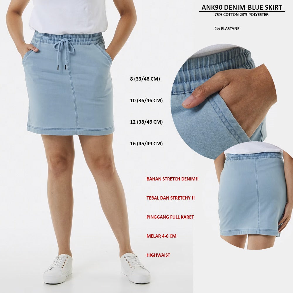 Rok Span Pendek Wanita Highwaist Stretch Denim (ANK90 DENIM SKIRT)