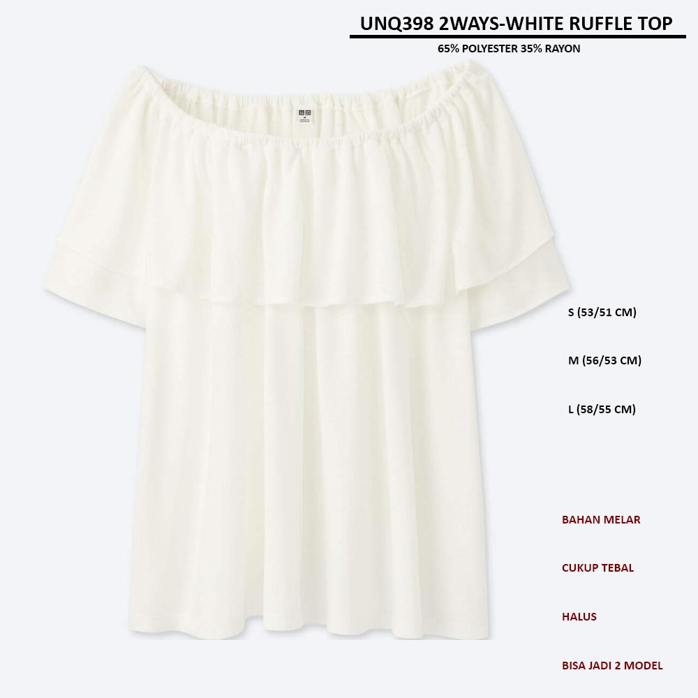 Atasan Wanita Sabrina Lengan Pendek (UNQ398 2WAYS RUFFLE TOP)