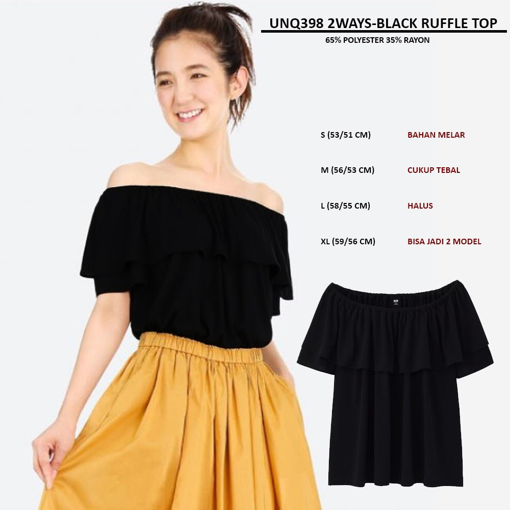 Atasan Wanita Sabrina Lengan Pendek (UNQ398 2WAYS RUFFLE TOP)