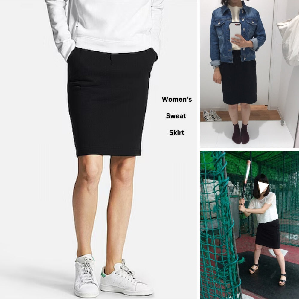 Rok Pendek Terry Stretch (UNQ399 SWEAT-BLACK SKIRT)