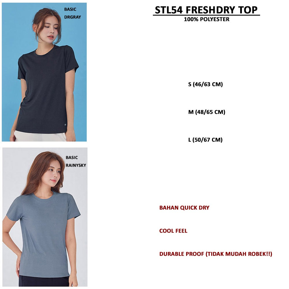Atasan Kaos Olahraga Wanita Lengan Pendek (STL54 FRESHDRY TOP)