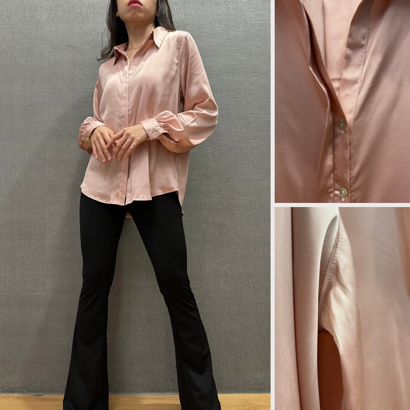 Atasan Blouse Wanita Vneck Lengan Panjang (HMB539 VNECK PINK BLOUSE)