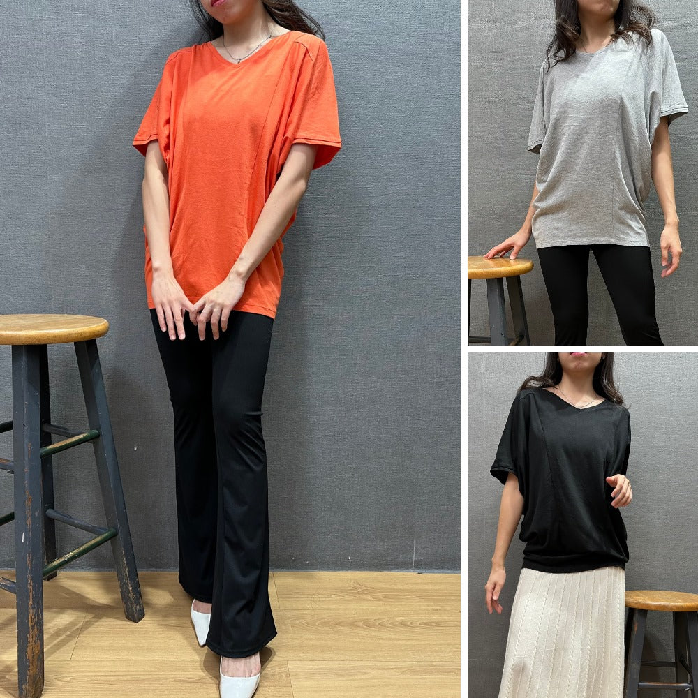 Atasan Kaos Wanita Lengan Pendek (UNQ403 VEE DRAPE TOP)
